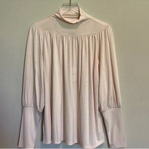 Ann Taylor blush, pink mock turtle neck blouse s M